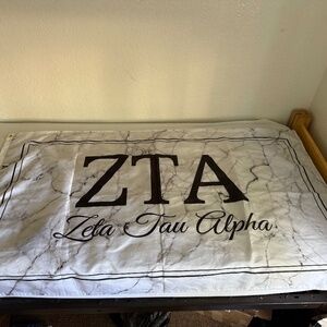 ZTA Zeta Tau Alpha Sorority flag 3ft x 5ft white grey black